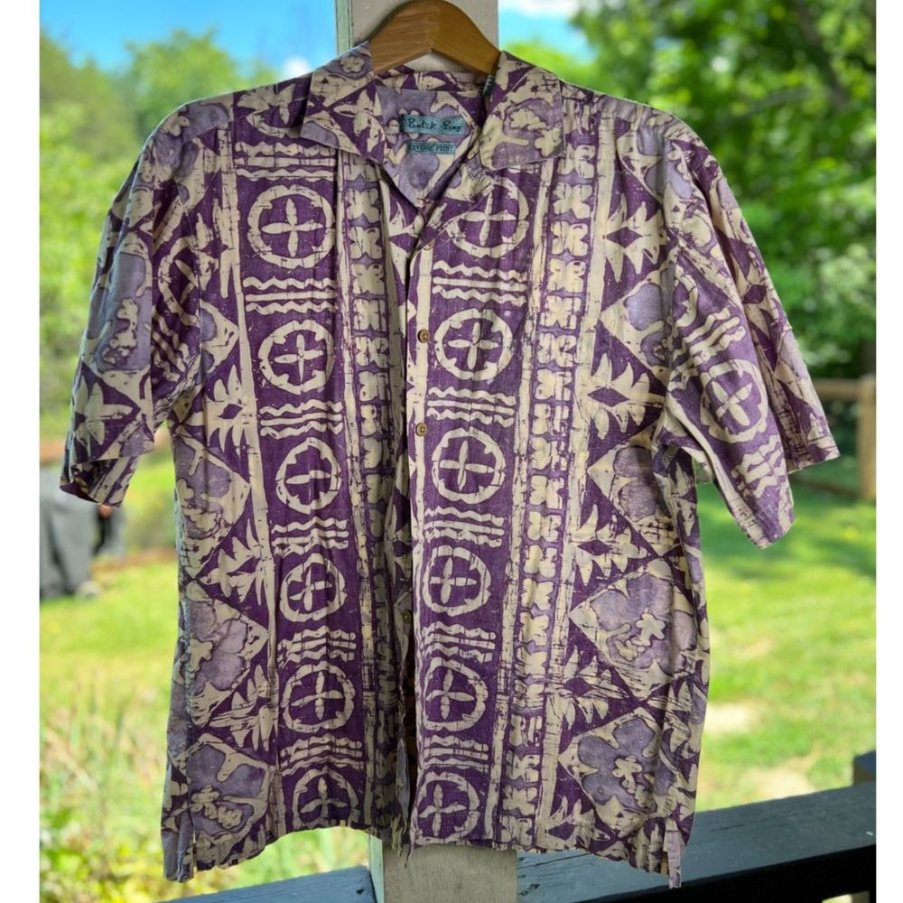 Mens Short Sleeve Button Up, sz L, Hawaiian style shirt